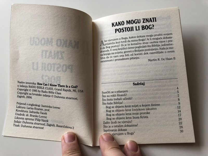 Kako mogu znati Postoji li Bog? / Croatian Language Booklet / How Can I Know There Is a God?