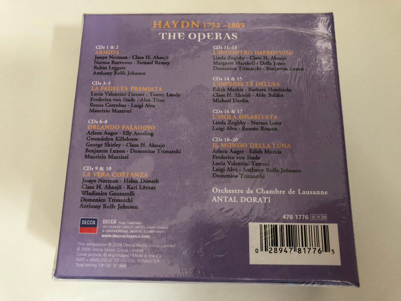 Haydn: The Operas - Dorati, Alva, Ameling, Auger, Bruson, Cotrubas, Donath, Mathis, Hendricks, Norman, Ramey, Rolfe Johnson, Von Stade / Decca 20x Audio CD, Box Set 2009 / 478 1776