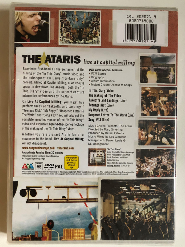The Ataris - Live At Capitol Milling / Directed by Marc Smerling / Produced by Rafael Estrella / Music mixed by Lou Giordano / Video directed by Teven Murashige /DVD (5099720207191)