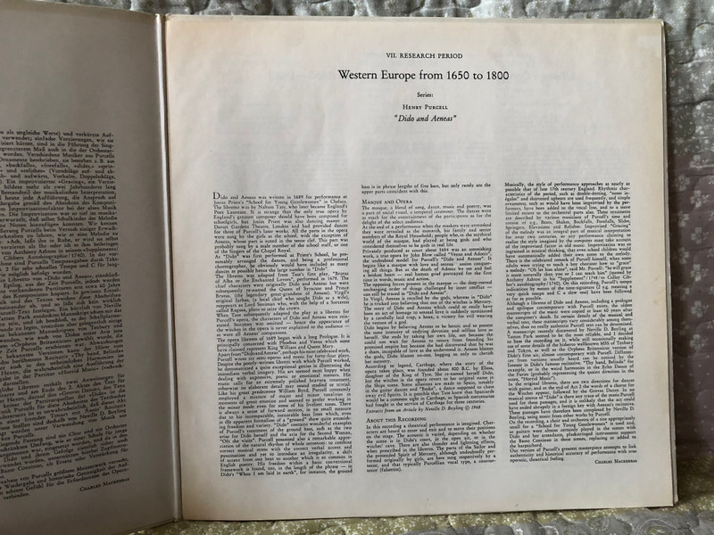 Henry Purcell: Dido And Aeneas - Monteverdi-Chor Hamburg, Kammerorchester Des NDR, Charles Mackerras / Archiv Produktion LP / 198 424