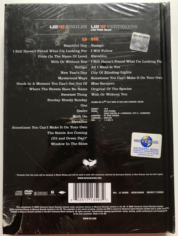 U218 SINGLES / Collection Deluxe Limited Edition / CD, DVD, and Book 2006 (602517135932)