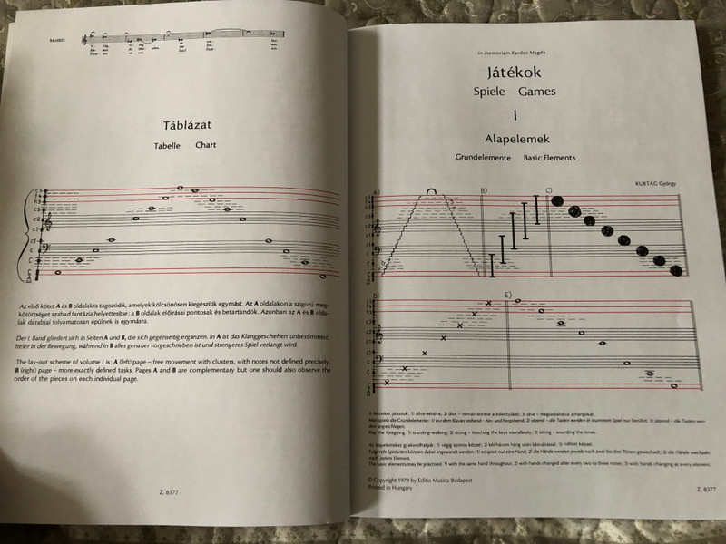 Kurtág Games (Játékok) - Volume 1  German Edition  Paperback  EDITIO MUSICA BUDAPEST 2000 (9790080083772)