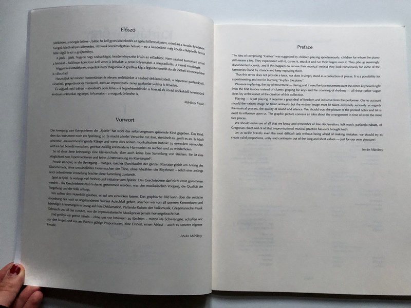 Kurtág: Games (Játékok) - Volume 1 / German Edition / Paperback / EDITIO MUSICA BUDAPEST 2000 (9790080083772)