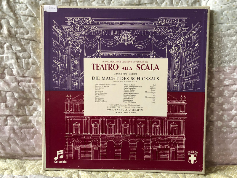 Giuseppe Verdi: Die Macht Des Schicksals (Italienisch Gesungen) - Plinio Clabassi (bass), Maria Meneghini Callas (sopran), Carlo Tagliabue (bariton), Richard Tucker (tenor), Elena Nicolai (mezzosopran) / Columbia 3x LP, Box Set / 33WCX 1258/60