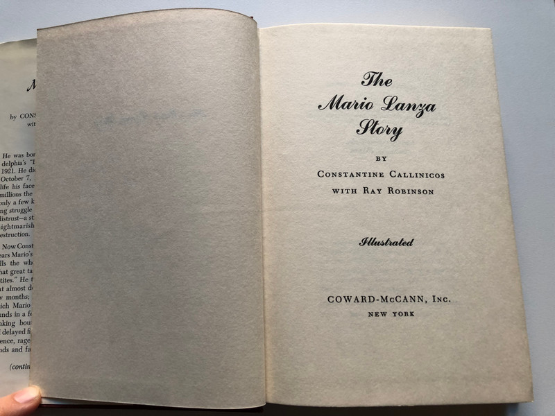 THE Mario Lanza STORY  CONSTANTINE CALLINICOS with RAY ROBINSON  Coward-McCann  Illustrated Hardcover (9781958425466)