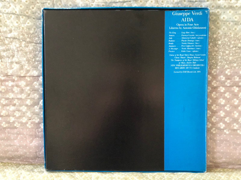 Giuseppe Verdi: Aida - Caballe, Cossotto, Domingo, Cappuccilli, Gjaurov, Riccardo Muti / Hungaroton 3x LP, Box Set, Stereo 1974 / SLPX 12109