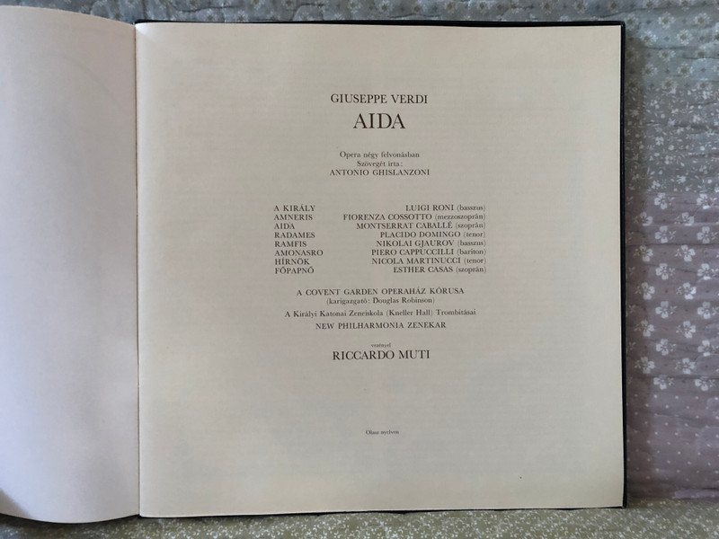 Giuseppe Verdi: Aida - Caballe, Cossotto, Domingo, Cappuccilli, Gjaurov, Riccardo Muti / Hungaroton 3x LP, Box Set, Stereo 1974 / SLPX 12109