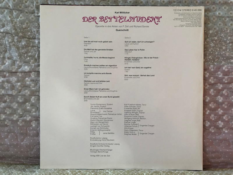 Karl Millöcker – Der Bettelstudent (Querschnitt) / AMIGA LP Stereo 1983 / 8 45 066