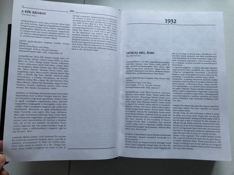JATEKELMEK - HUNGARIAN FEATURE FILMS 1931-1997  MAGYAR FILMOGRÁFIA  MAGYAR FILMINTÉZET (0230130X)