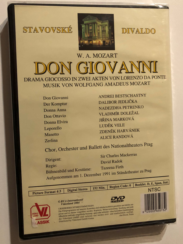 Mozart: Don Giovanni / DRAMA GIOCOSSO IN TWO ACTS BY LORENZO DA PONTE / Choir, Orchestra and Ballet of the National Theater in Prague / Conductor: Sir Charles Mackerras / DVD (9120005650732)