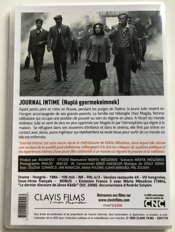 JOURNAL INTIME - MÁRTA MÉSZÁROS  CLAVIS FILMS Simon Shandon  DVD Video (37002469092-93)