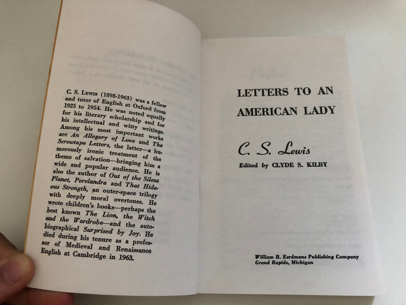 Letters to an American Lady by C. S. Lewis / Published by Pyramid Publications for Wm. B. Eerdmans Publishing Co. / This edition published September, 1971 / Reprinted 1998