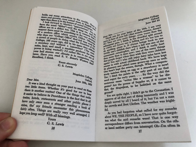 Letters to an American Lady by C. S. Lewis / Published by Pyramid Publications for Wm. B. Eerdmans Publishing Co. / This edition published September, 1971 / Reprinted 1998