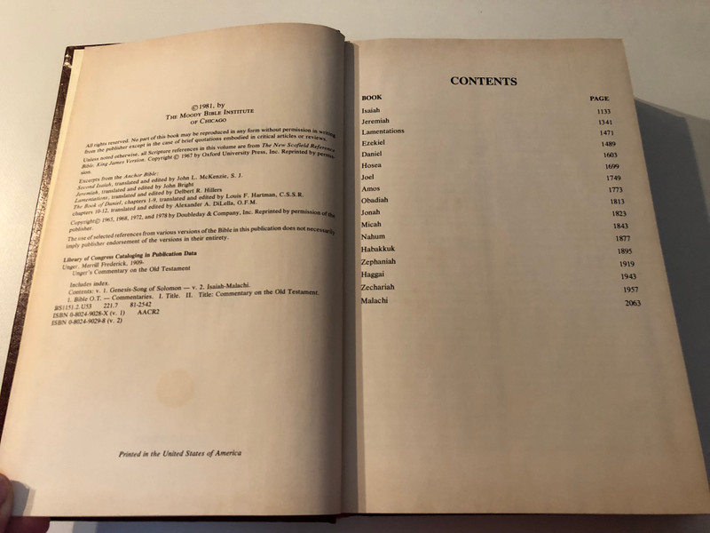 Unger's Commentary on the Old Testament Volume 2 Isaiah - Malachi  THE MOODY BIBLE INSTITUTE OF CHICAGO  Printed in the United States of America