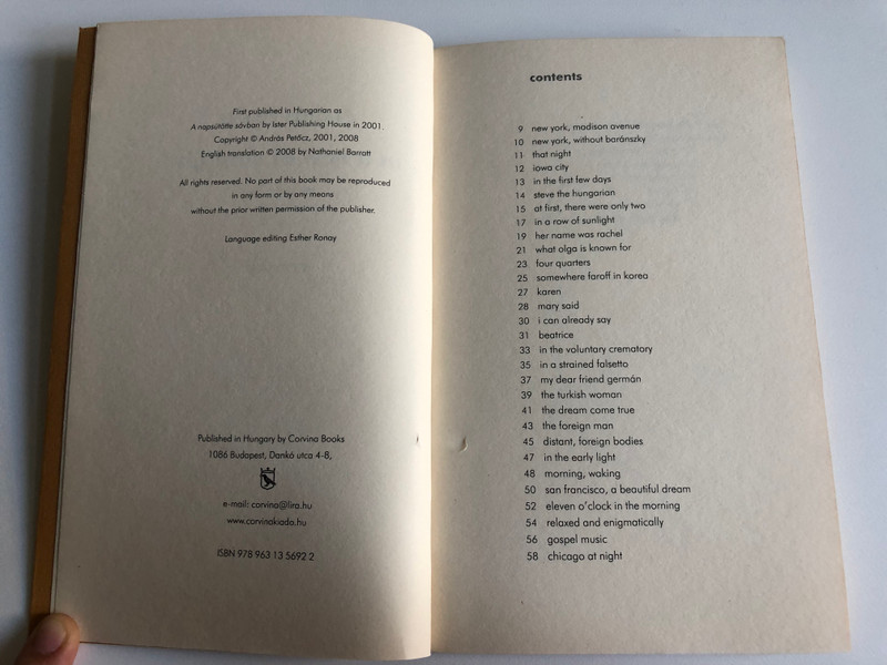 Andras Petocz In a Row of Sunlight  Translated by Nathaniel Barratt  Modern Hungarian Poetry  A napsütötte sávban (Hungarian Original Title)  Corvina Kiado 2008  Paperback (9789631356922)