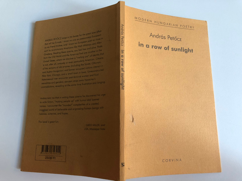 Andras Petocz In a Row of Sunlight  Translated by Nathaniel Barratt  Modern Hungarian Poetry  A napsütötte sávban (Hungarian Original Title)  Corvina Kiado 2008  Paperback (9789631356922)