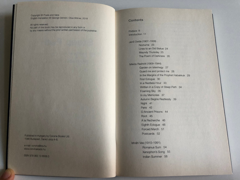 Steep Path Poems Translated from the Hungarian  Clive Wilmer and George Gömöri  MODERN HUNGARIAN POETRY  Corvina Kiadó, 2018  Paperback (9789631365580)