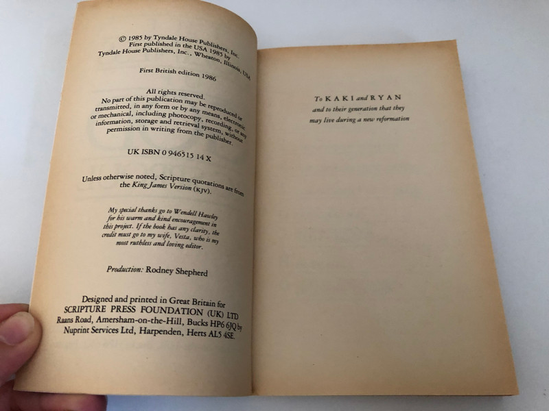 Holiness of God by R.C. Sproul  First published in the USA 1985 by Tyndale House Publishers  Designed and printed in Great Britain for SCRIPTURE PRESS FOUNDATION (UK) LTD