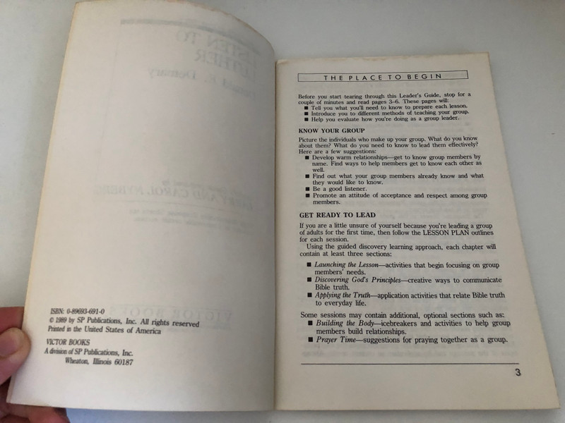 Listen to Luther: Leader's Guide by Donald E. Demary / An Adult Study from Victor Books with 13 Sessions / Includes Reproducible Response Sheets for Group Involvement / Selections from Martin Luther's Table Talk (0896936910)