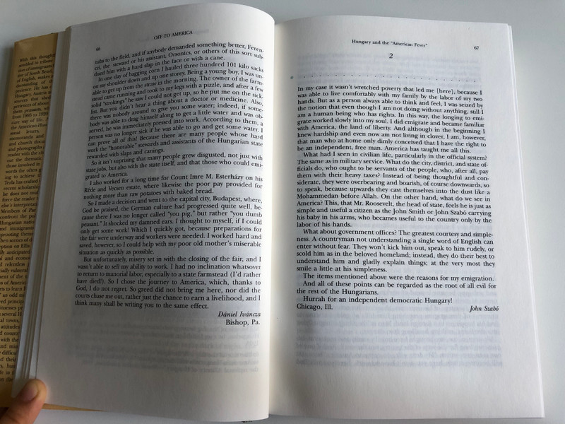 The HAZARDOUS QUEST Hungarian immigrants in the United States 1895-1920  A DOCUMENTARY  Edited and translated by ALBERT TEZLA  CORVINA Books 1993  Hardcover (97896313346437)