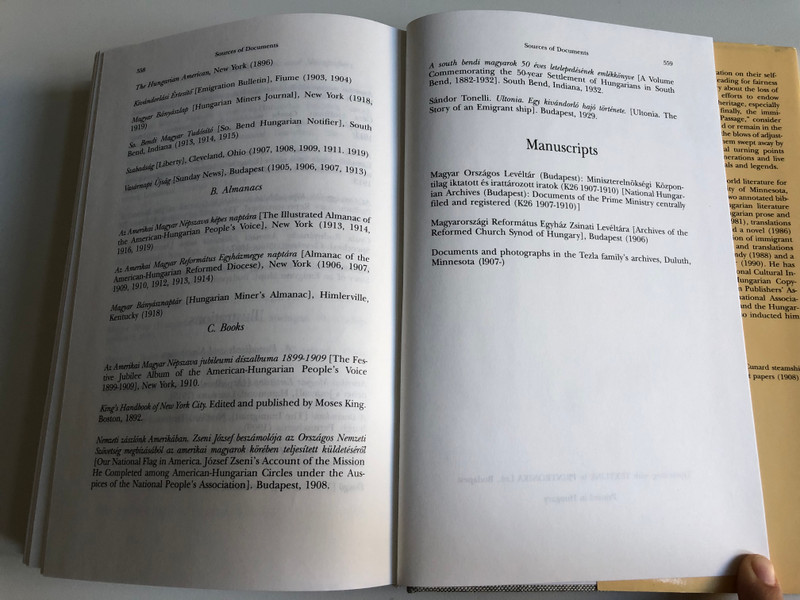 The HAZARDOUS QUEST Hungarian immigrants in the United States 1895-1920  A DOCUMENTARY  Edited and translated by ALBERT TEZLA  CORVINA Books 1993  Hardcover (97896313346437)