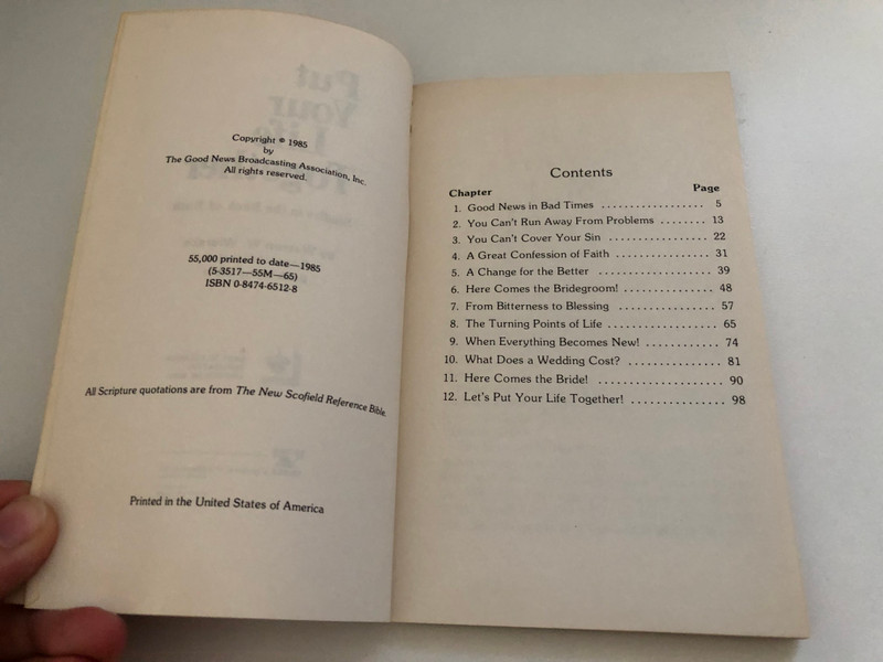 Put Your Life Together by Warren W. Wiersbe / Studies in the Book of Ruth / Economic Distress - Bereavement - Social Tension - An Uncertain Future / Good News in Bad Times / Publisher: VICTOR BOOKS a division of SP Publications, Inc (0896931110)
