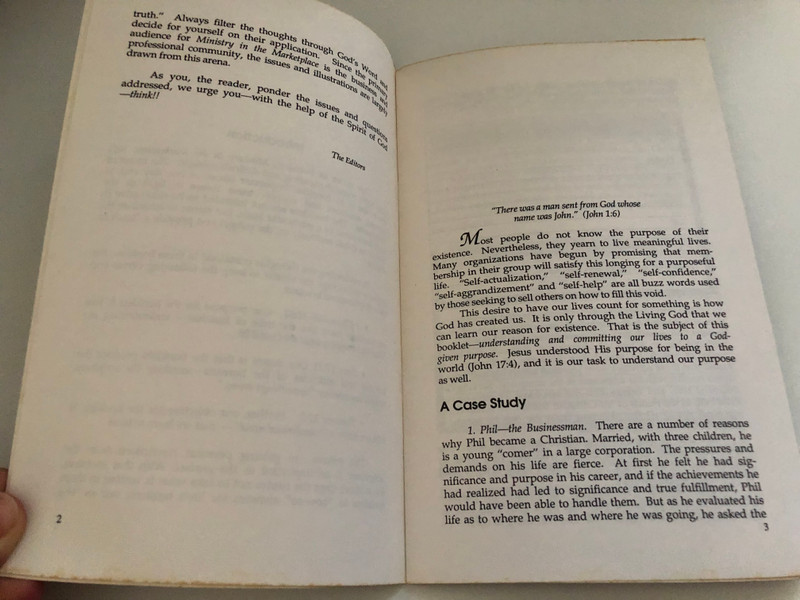 Establishing Your Purpose - Ministry in the Marketplace  Copyright 1986 by The Navigators Colorado Springs, Colorado  Reprinted by Permission Vision Foundation, Inc  Printed in the United States of America