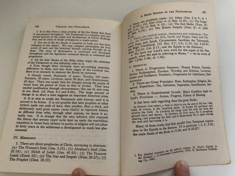 The Pentateuch A Chapter-by-Chapter Study (W.H. Griffith Thomas Memorial Library) by W. H. Griffith Thomas  Warren W. Wiersbe (Introduction), R. K. Harrison (Foreword)  Publisher KREGEL PUBLICATIONS Grand Rapids, Michigan