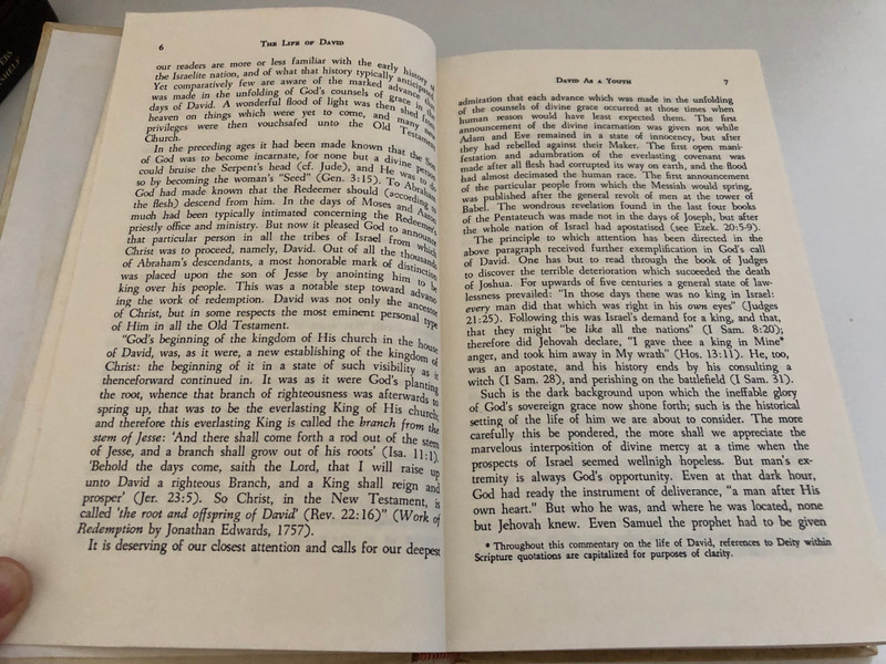The Life of David (Two Volumes in One) by Arthur Pink / Biblical Studies / Publisher: BAKER BOOK HOUSE Grand Rapids, Michigan / PHOTOLITHOPRINTED BY CUSHING MALLOY, INC. ANN ARBOR, MICHIGAN, UNITED STATES OF AMERICA (0801070619)