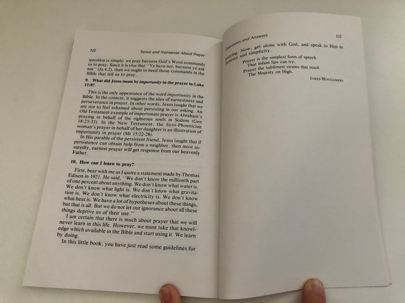 Sense And Nonsense About Prayer by Lehman Strauss  THE MOODY BIBLE INSTITUTE OF CHICAGO  MOODY PRESS CHICAGO  Printed in the United States of America