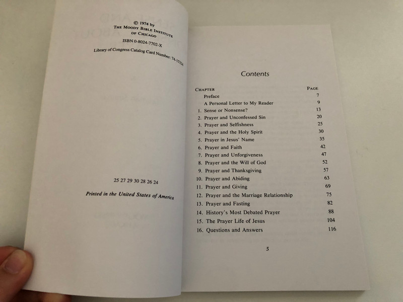 Sense And Nonsense About Prayer by Lehman Strauss  THE MOODY BIBLE INSTITUTE OF CHICAGO  MOODY PRESS CHICAGO  Printed in the United States of America