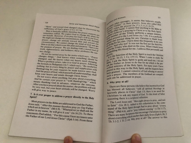 Sense And Nonsense About Prayer by Lehman Strauss  THE MOODY BIBLE INSTITUTE OF CHICAGO  MOODY PRESS CHICAGO  Printed in the United States of America