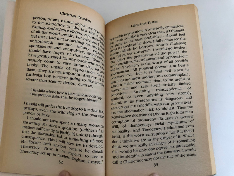 Christian Reunion and Other Essays by C.S. Lewis / Edited with a preface by Walter Hooper / Publisher: William Collins Sons & Co. Lid (0006274943)