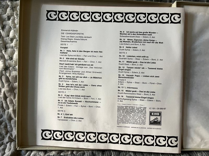 Emmerich Kálmán: Die Csárdásfürstin (Gesamtaufnahme) - Anneliese Rothenberger, Nicolai Gedda, Olivera Miljakovic, Willi Brokmeier, Wolfgang Anheisser, Chor Der Bayerischen Staatsoper Munchen / EMI Electrola 2x LP, Box Set / 1C 191-29 066/6