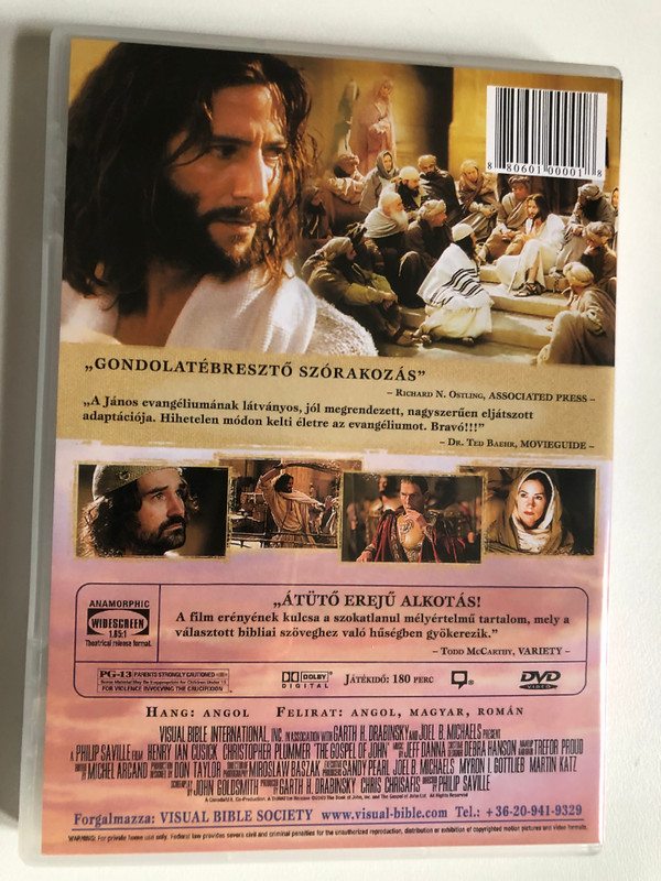 JÁNOS EVANGÉLIUMA / A FILM SZÓRÓL SZÓRA KÖVETI A BIBLIA SZÖVEGÉT / DVD Video (880601000018)