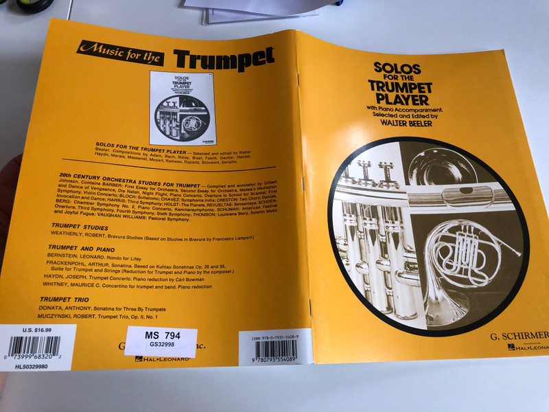 Solos For The Trumpet Player with Piano Accompaniment  Selected and Edited by WALTER BEELER  Schirmer G Books, 1986  Paperback (9780793554089)