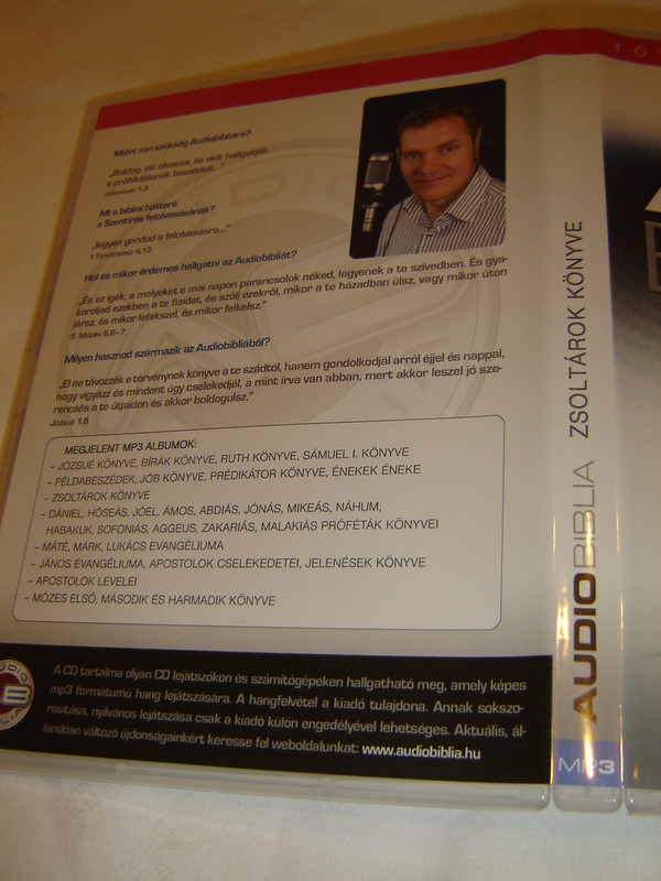 Audio Biblia Tóth Géza Eloadásában MP3 / Hungarian Audio Bible on MP3 CD / Zsoltárok Könyve - Books of Psalms