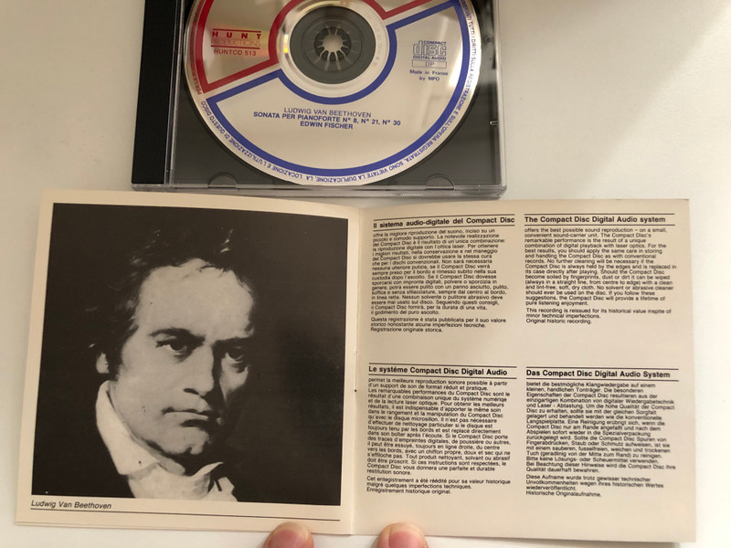 Edwin Fischer - Beethoven: Sonate per Pianoforte Vol. I / Hunt Productions Aduio CD / HUNTCD 513