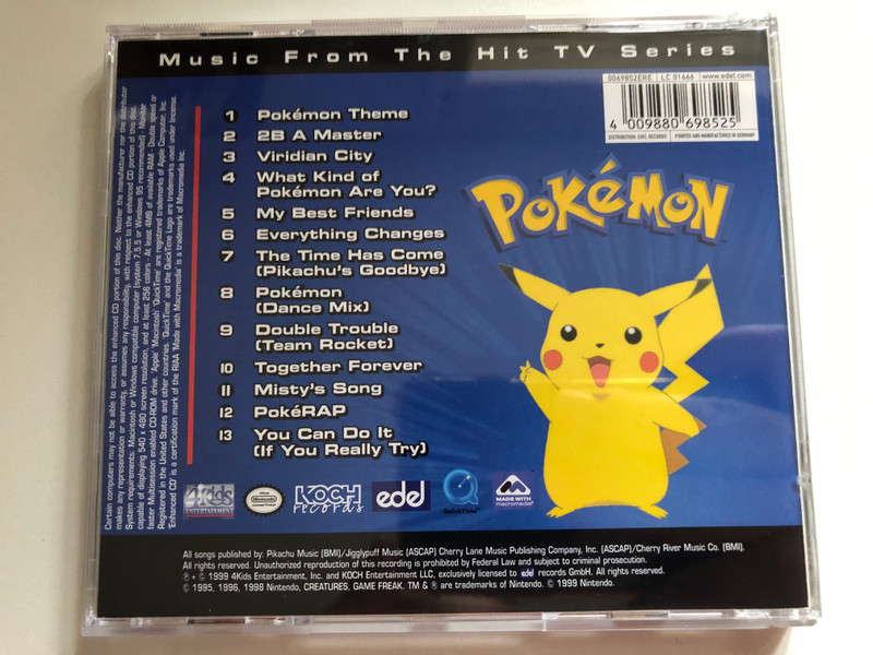 Pokémon - With 10 Brand New Songs! / Incl. Poster with 150 Pokémon / BONUS! This CD Contains the PokeRAP Music Video! / Edel Audio CD 1999 / 0069852ERE