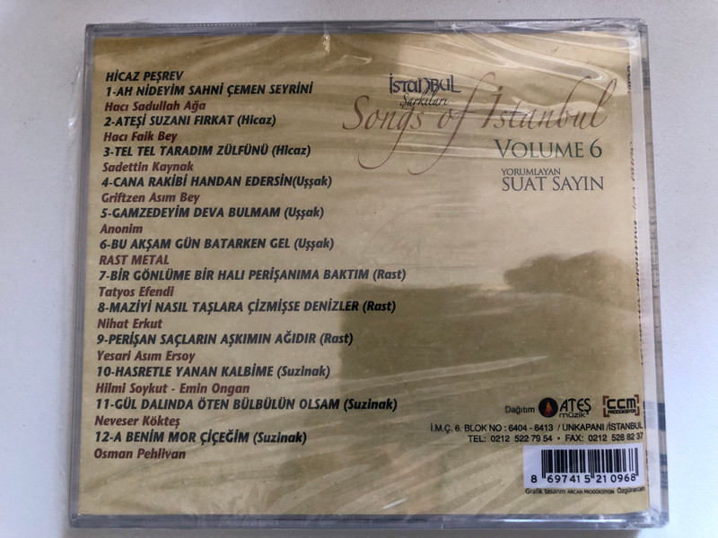 İstanbul Şarkıları: Song Of Istanbul - Volume 6 / Turk Sanat Muzigi Eserleri / CCM Prodüksiyon Audio CD