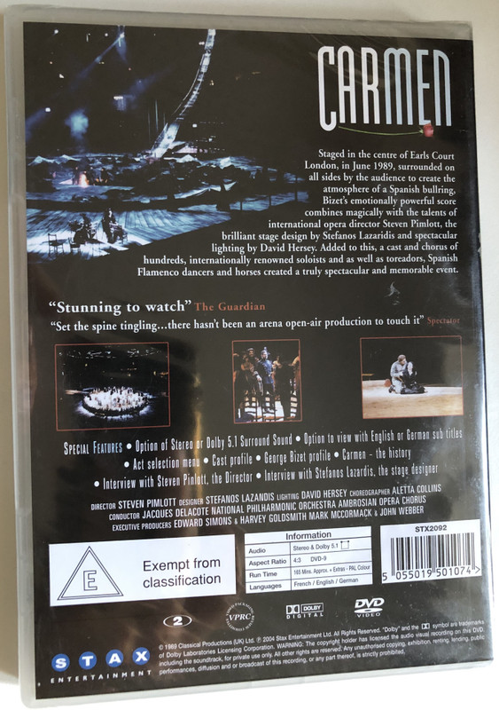 Carmen  STARRING MARIA EWING  RECORDED LIVE AT EARLS COURT LONDON  DVD VIDEO (5055019501074)