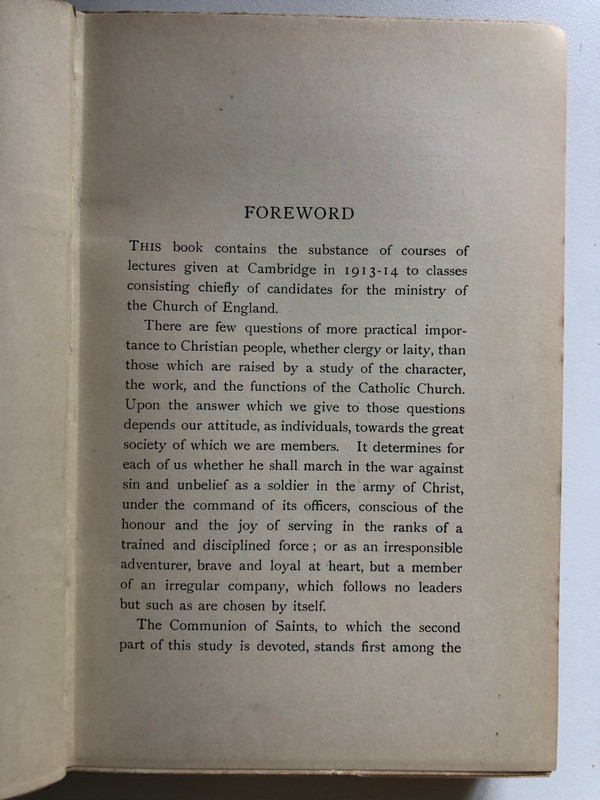 THE HOLY CATHOLIC CHURCH THE COMMUNION OF SAINTS  A STUDY IN THE APOSTLES' CREED  BY HENRY BARCLAY SWETE  MacMillan And Co., 1919  Hardcover