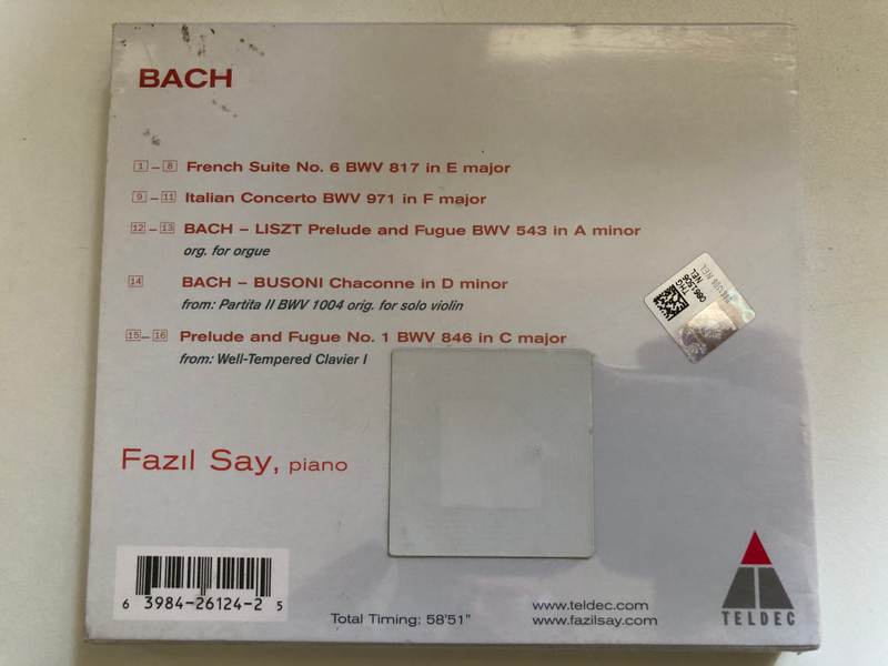Bach - Fazıl Say / Teldec Audio CD / 3984-26124-2