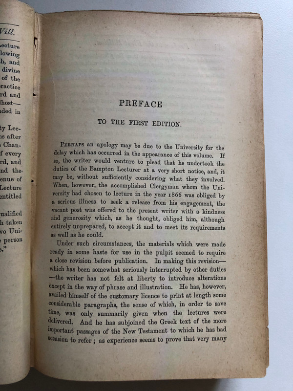 The Divinity of Our Lord and Saviour Jesus Christ  Eight Lectures Preached before the University of Oxford, in the Year 1866, on the Foundation of the Late Rev John Bampton  Sixteenth Edition  Hardcover