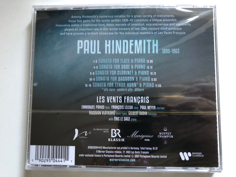Hindemith: Wind Sonatas - Les Vents Français / Warner Classics Audio CD 2021 / 0190295044411 