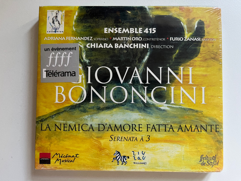 Giovanni Bononcini: La Nemica D'Amore Fatta Amante - Serenata À 3 - Ensemble 415, Adriana Fernández (soprano), Martin Oro (contretenor), Furio Zanasi (baryton), Chiara Banchini (direction) / Zig Zag Territoires Audio CD / ZZT030801