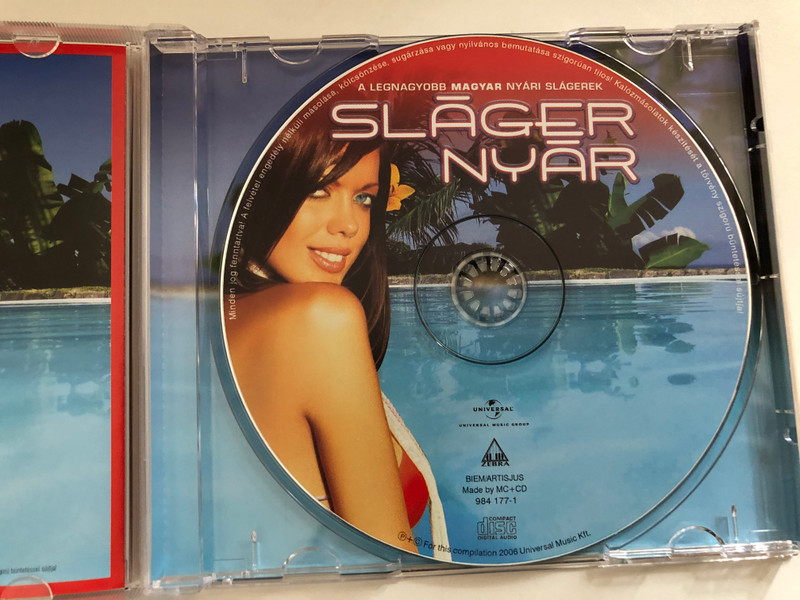 Sláger Nyár: A Legnagyobb Magyar Nyári Slágerek - Neoton; Padödö; Romantic; United; Venus; Nox; Dolly Roll; 4F Club; Carpe Diem; Beatrice; AD Studio; Groovehouse; Sipos F. Tamas; Baby Gabi; Delhusa Gjon / Zebra Audio CD 2006 / 984 177-1