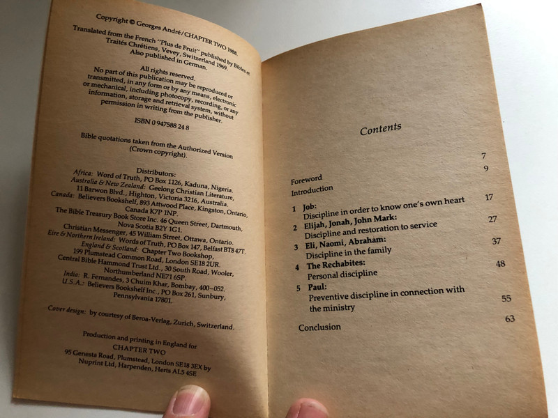 More Fruit The Father's Loving Discipline by Georges Andre  J. Scales (Translator)  Published by CHAPTER TWO London, England