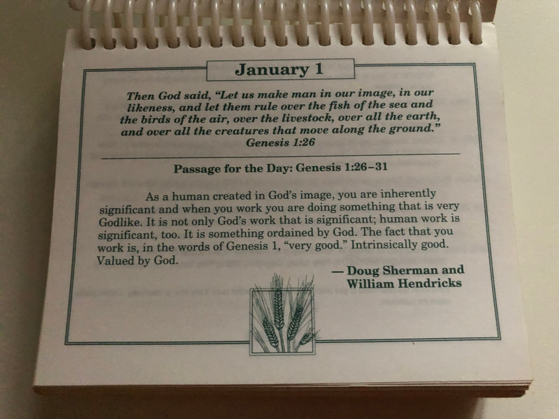 MEN'S DEVOTIONAL BIBLE CALENDAR / Daily Inspiration from Godly Men / Published by Zondervan Publishing House / Printed in China (0310962048)
