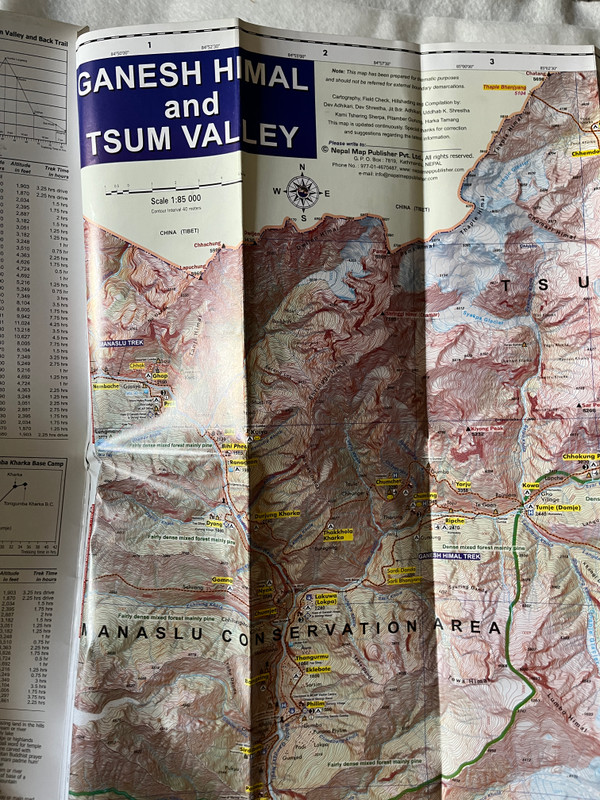TSUM VALLEY - GANESH HIMAL  185 000  Latest and Updated Trekking Map  चुम उपत्यका गणेश हिमाल  Nepal Map Publisher Pvt. Ltd  Map (9789937827676)